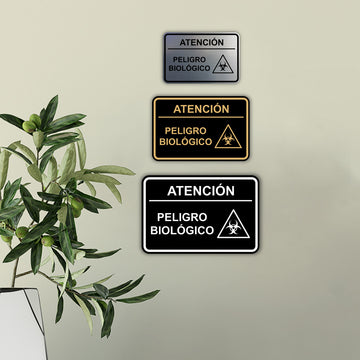 Signs ByLITA Classic Framed Atención Peligro biológico Door or Wall Sign Easy Installation | Health And Safety | Building And Hospitality